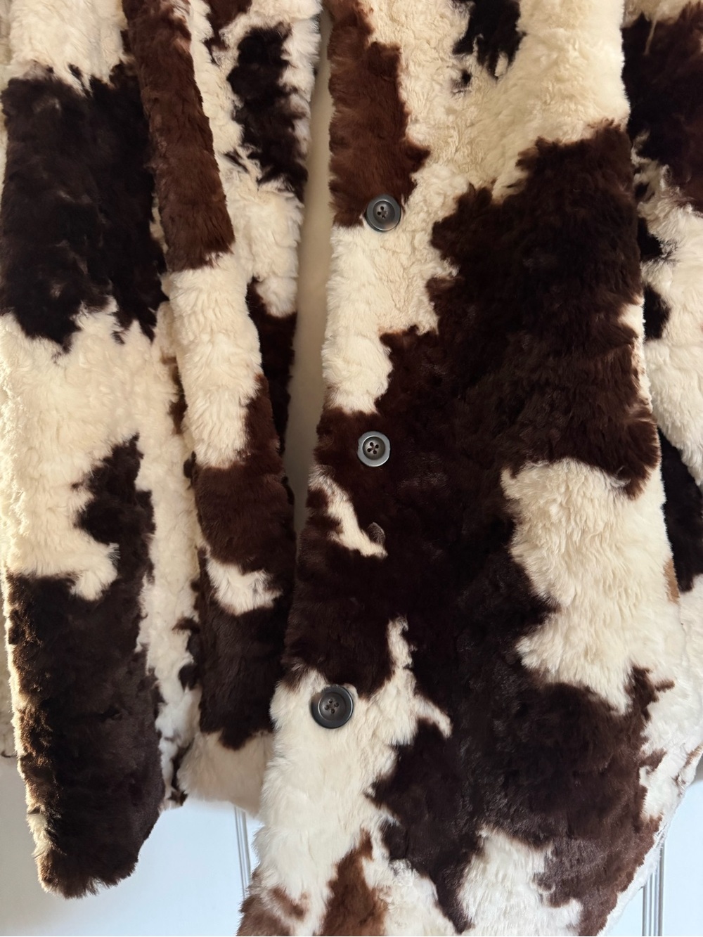 Old Navy - Cow Print Faux Fur Jacket, Brown/Cream - Picture 9 of 10